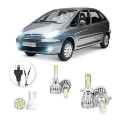 Lâmpadas Ultra Led Citroen Xsara Picasso 20000lm Alto Baixo e Milha + Pingo Led