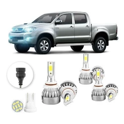 Lâmpadas Ultra Led Toyota Hilux 20000lm Alto Baixo e Milha + Pingo Led