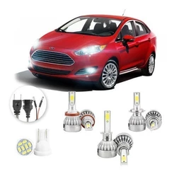Lâmpadas Ultra Led Ford Fiesta Sedan 20000lm Alto Baixo e Milha + Pingo Led