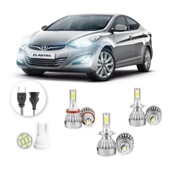 Lâmpadas Ultra Led Hyundai Elantra 20000lm Alto Baixo e Milha + Pingo Led
