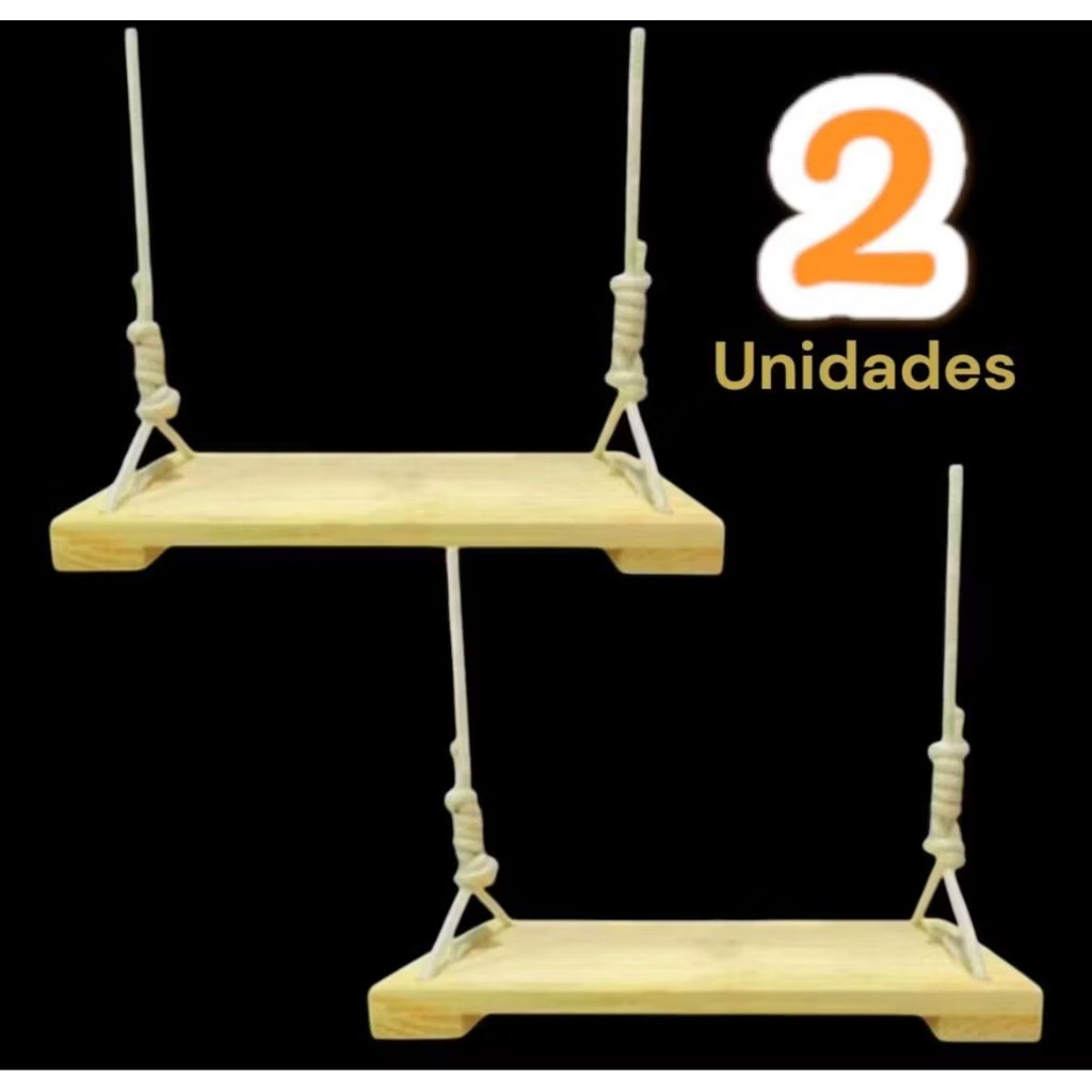 2 Balanços Em Madeira Com Reforço Infantil + Corda 8m Até 200kg Nacional 2