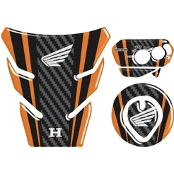 Adesivo Premium Moto Tankpad 3d Protetor Tanque Bocal Mesa Ignição Bros 125 150 Laranja