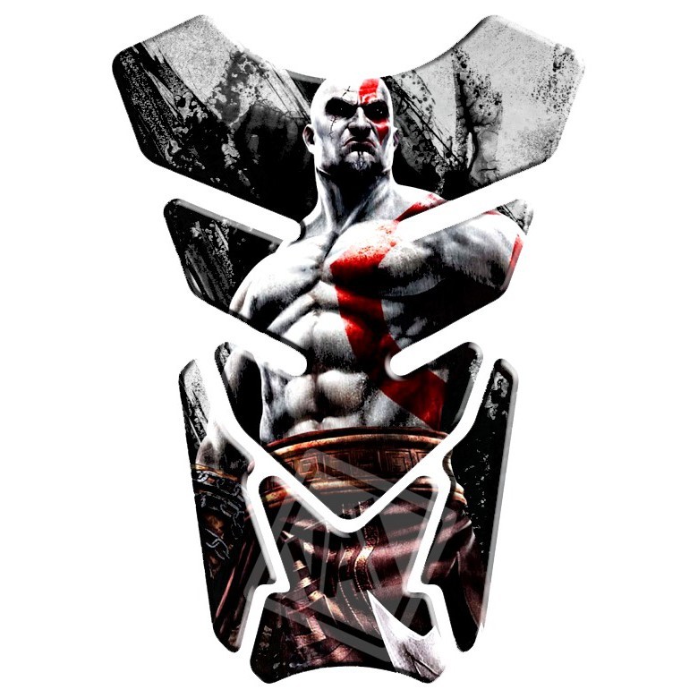 Adesivo Tankpad 3D Protetor Tanque Bocal Fan 125i 160 Titan CB 250 Twister Bros XRE 190 300 650f God Of War Kratos