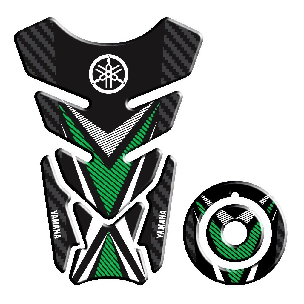 Adesivo Premium Moto Tankpad 3D Protetor Tanque Bocal Factor Fazer YBR 125 150 250 Verde