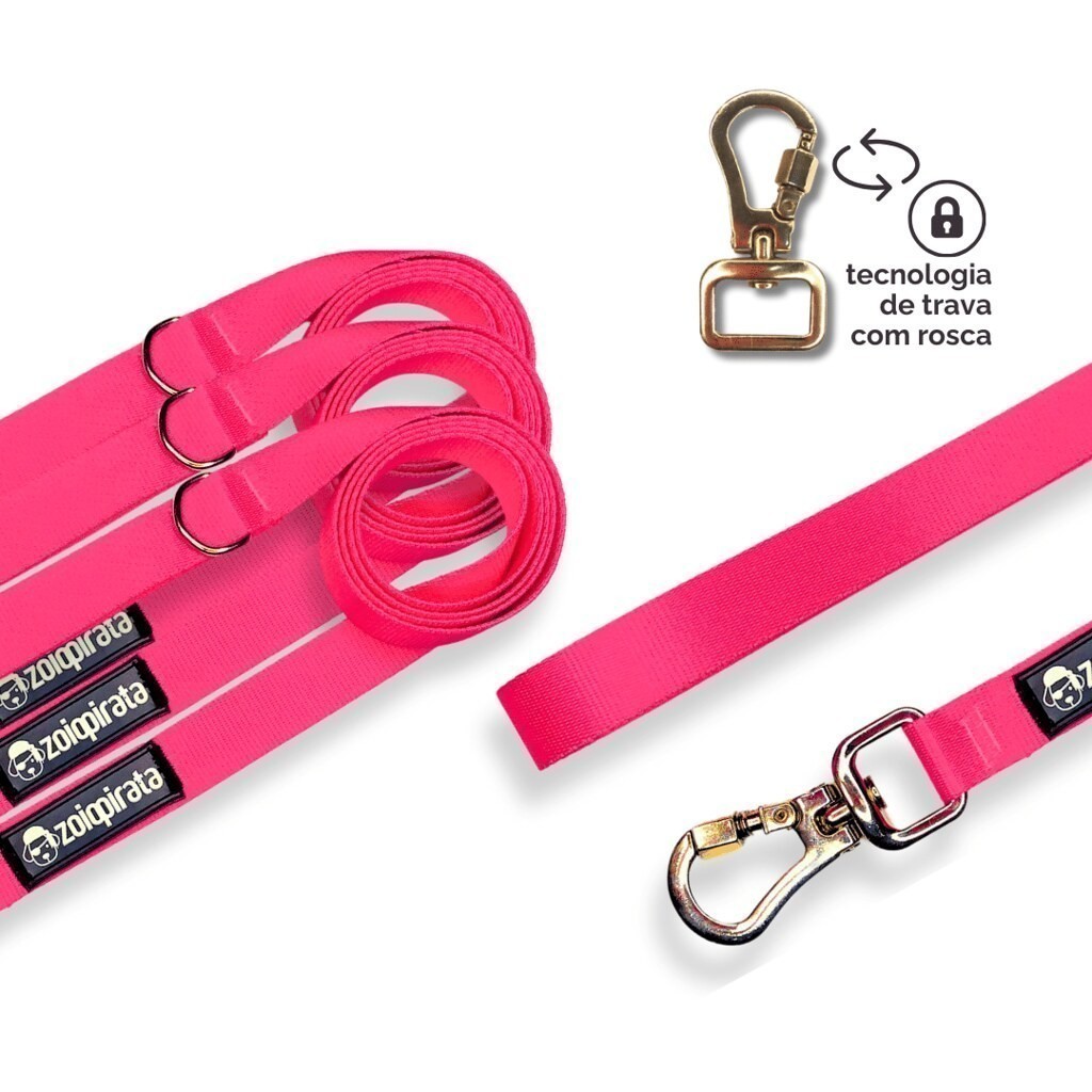 Guia Longa para Cachorro 3 Metros | Treinamento e Passeio | Antienrosco | Neon Rosa