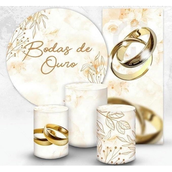 PAINEL REDONDO + TRIO CAPAS CLD + PAINEL LATERAL VERTICAL BODAS DE OURO