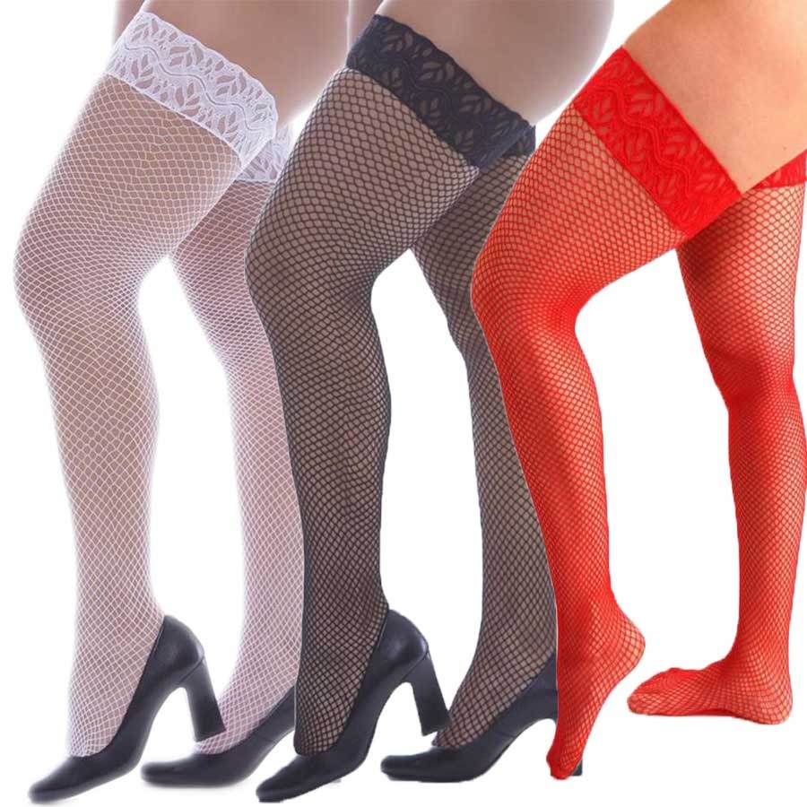 Kit 3 Meias Arrastão 7/8 Tramada Promoção Halloween Fantasia Sensual Sexy