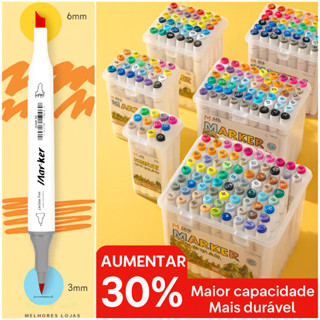 Marcadores Artísticos de Ponta Dupla Branca – 12/24/36/48/60 Cores em Oferta na Shopee