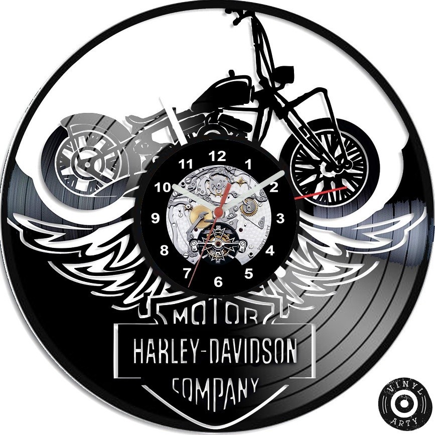 Relógio  de parede Moto - Feito em disco De Vinil Real - Disco de vinil cortado - Harley Davidson