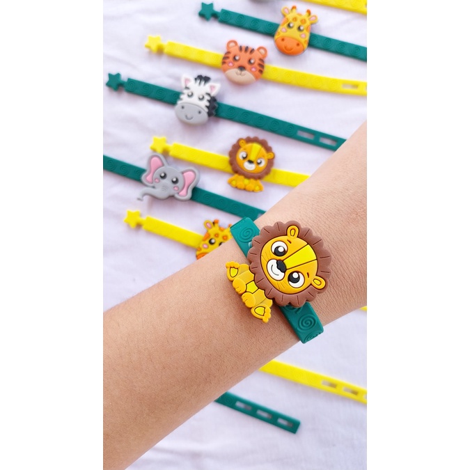 Kit 10 Pulseiras Safari Animais - Lembrancinha Festa Infantil