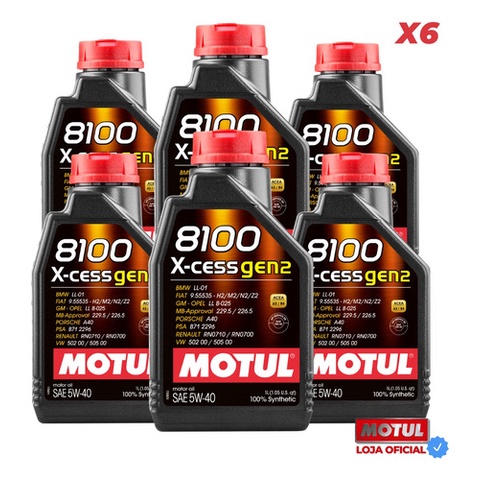 6 Litros Óleo 5w40 Motul 8100 X-cess Gen2 502 00 / 505 00 em Oferta na Shopee