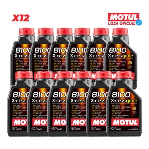 Caixa C/ 12 Litros Óleo 5w40 Motul 8100 X-cess Gen2 502 00 em Oferta na Shopee