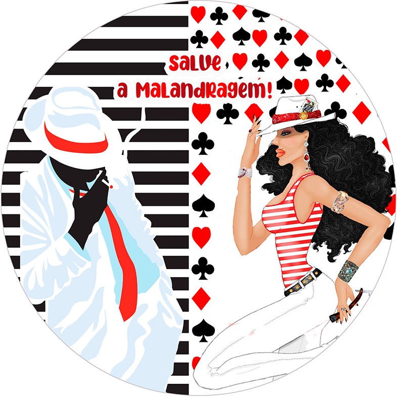 Painel Redondo Tecido Sublimado Malandro e Malandra C/elástico 150x150cm em Oferta na Shopee