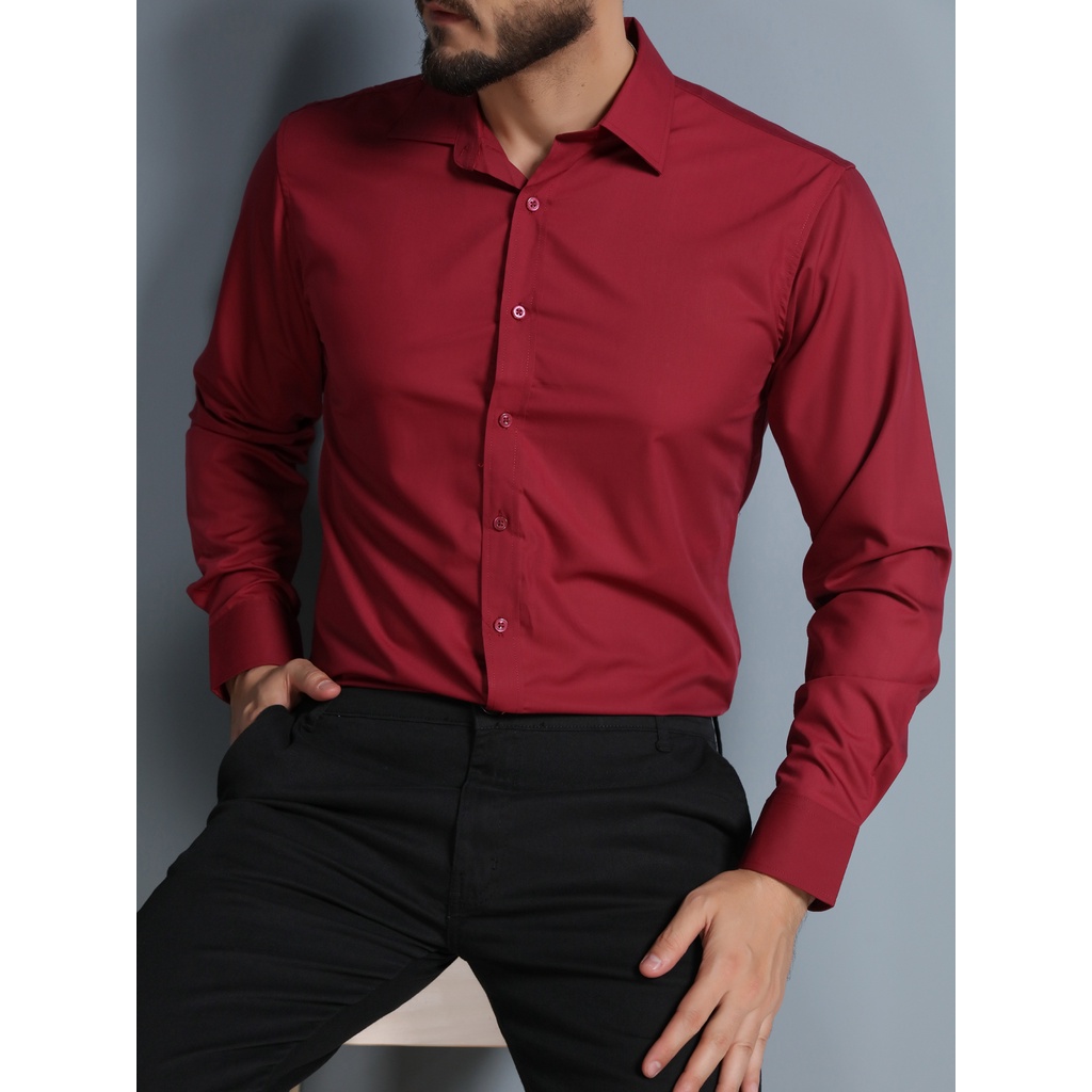 Camisa Social De Botao Masculina Manga Longa Tecido MicroFibra Silm Fit