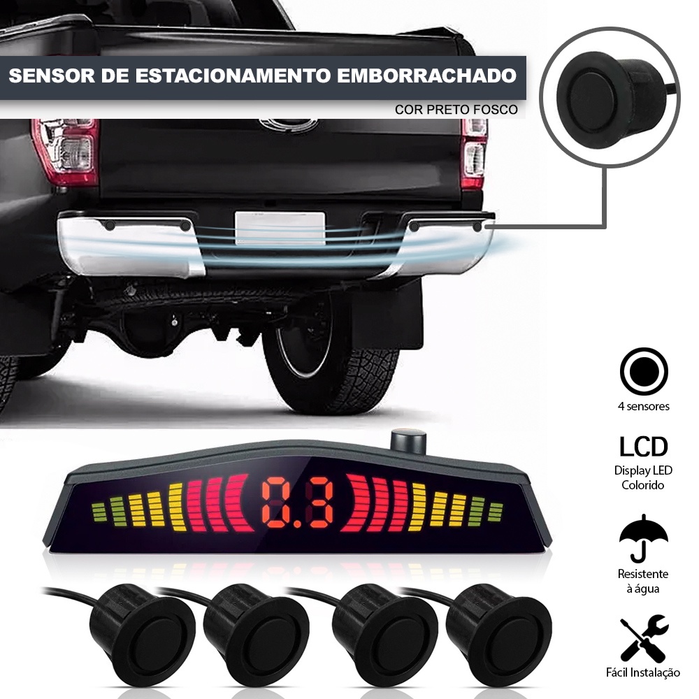Sensor de Ré Estacionamento Preto Fosco Emborrachado Aviso Sonoro Toyota Rav4 2010 2011 2012 2013 2014 2015