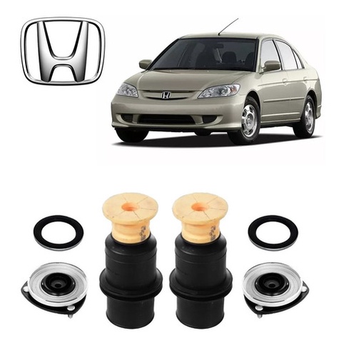Par Kit Completo Batente do Amortecedor Dianteiro Honda Civic 2003 A 2006