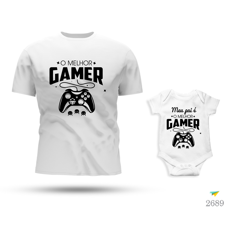 Kit Tal Pai Tal Filho Body e Camiseta o Melhor Gamer Meu Pai É Melhor Gamer — R$ 65,00 em Shopee