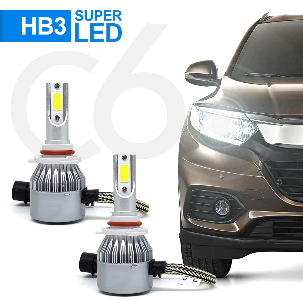 Par Lâmpadas HB3 Farol Alto Toyota Rav4 2010 2011 2012 2013 2014 2015 Super Led C6 6000k 7200 Lumens Branco Frio Efeito Xenon