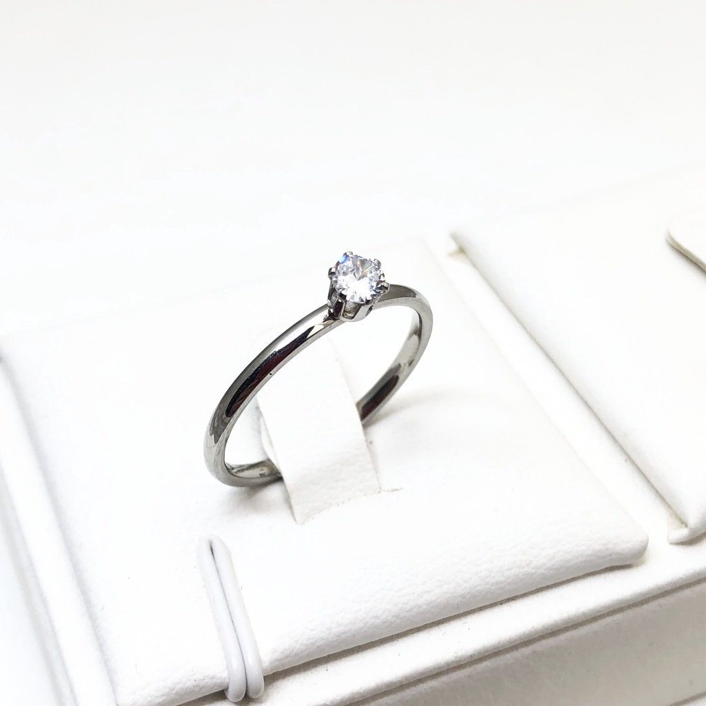 Anel solitario prata feminino pedra de zircônia aço inoxidável não desbota e não fica preta 2mm pode usar junto com aliança ou sozinho em Oferta na Shopee