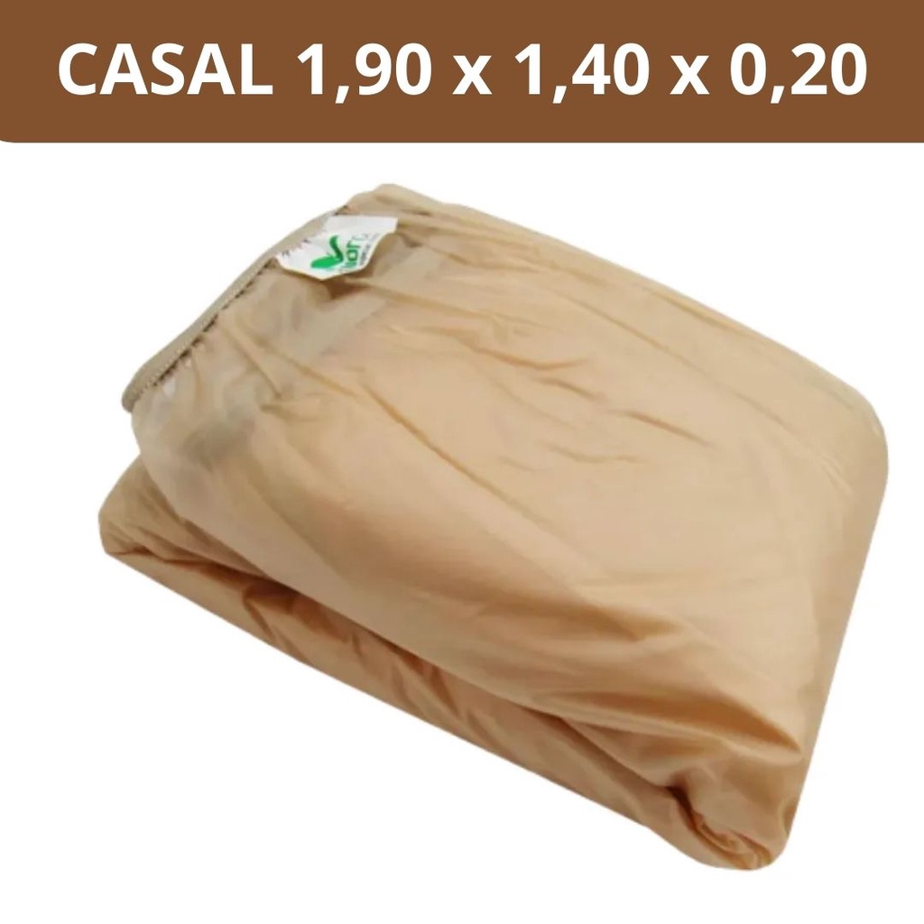 Protetor Para Colchão Casal Impermeável Capa Protetora Siliconizado Com Elástico Bege Folha De Cama - Senior Care