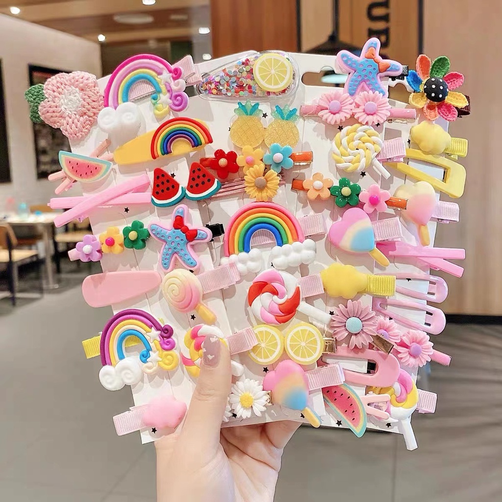 14 Unidades de Presilhas e Xuxinhas Coloridas Fofinhas Para Cabelo Infantil
