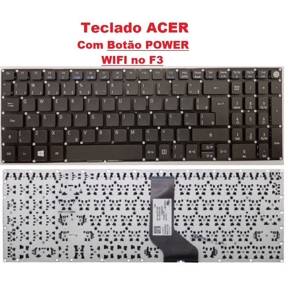TECLADO PARA NOTEBOOK ACER ASPIRE E5-573G-5698 F5-573-521B " Wi-Fi - F3 "