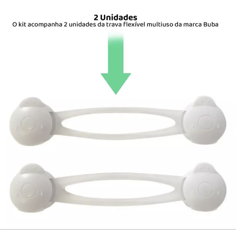 Kit Com 2 Travas De Segurança Porta Gavetas Para Bebês Crianças Buba