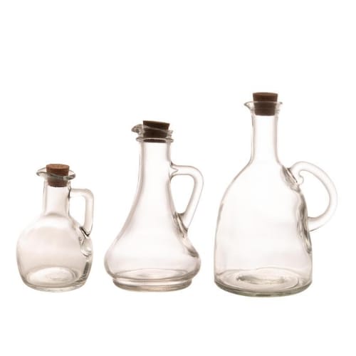 Kit 3 Porta Azeite Galheteiro Vinagre em Vidro 180ml, 250ml e 580ml | Lyor