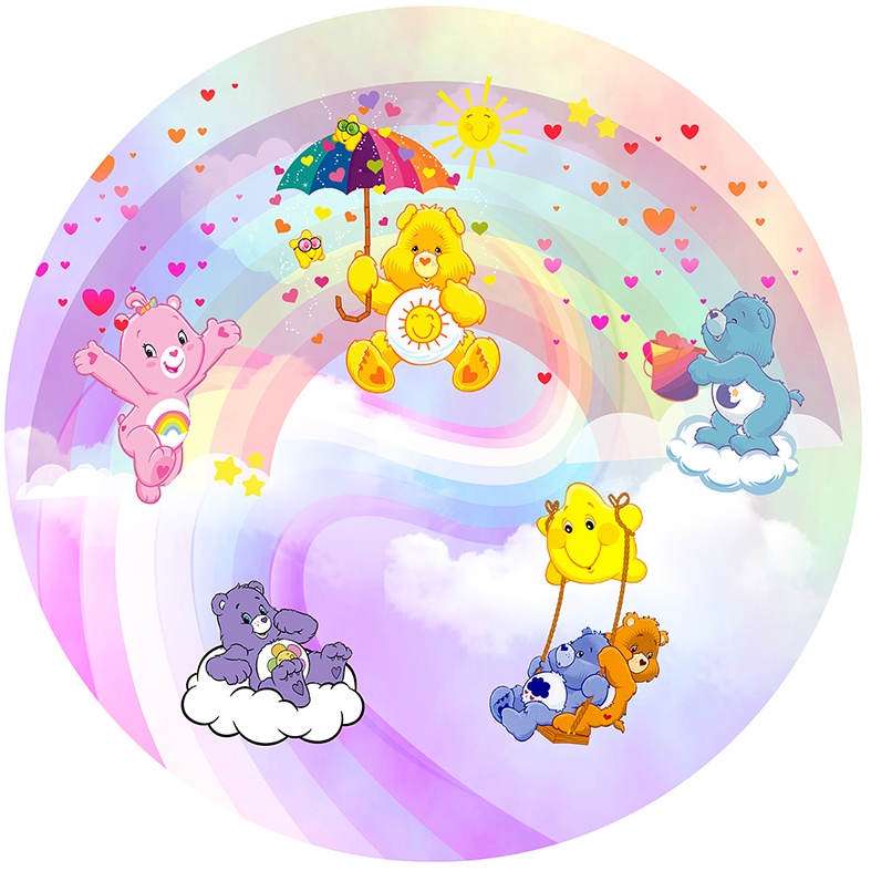 Painel Redondo Tecido Sublimado Ursinhos Carinhosos C/elástico 150x150cm em Oferta na Shopee