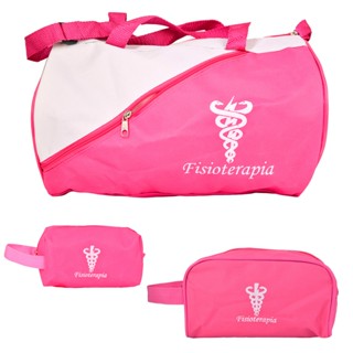 Bolsas de Fisioterapia, necessaire + estojo + bolsa vinho preto e pink personalizadas para fisioterapeutas