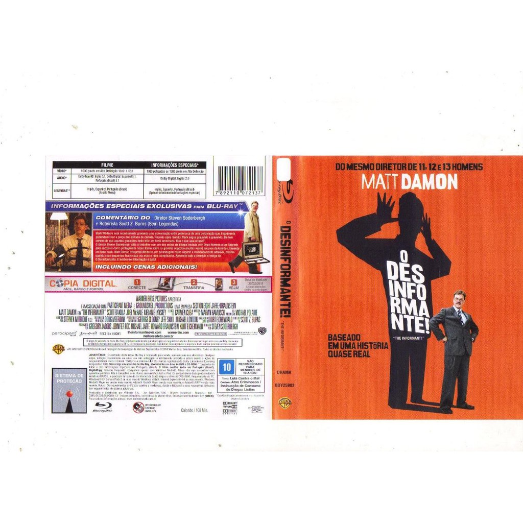 Blu-ray O Desinformante, Matt Damon, Drama, Original