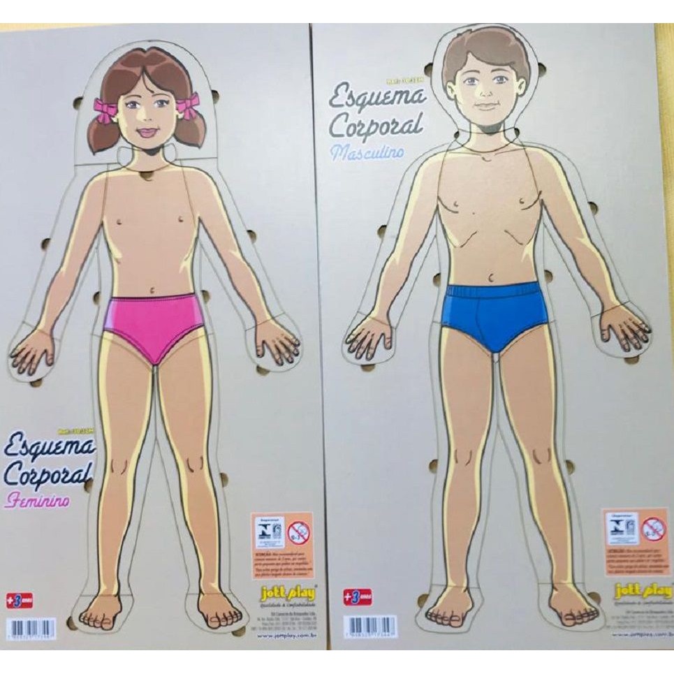Brinquedo Educativo Esquema Corporal Conjunto Masculino E Feminino Em MDF