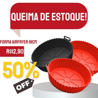 Forma Forro Air Fryer Redondo de Silicone 19cm Antiaderente Cesto Para AirFryer Reutilizavel
