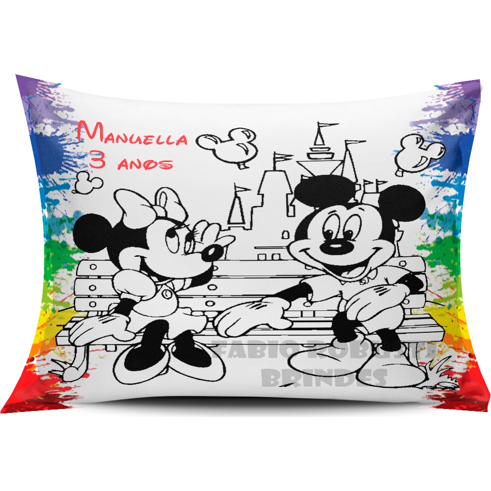 20 Almofada Personalizada para Colorir MICKEY E MINNIE Lembrancinha Infantil Aniversário Pinte e Lave Qualquer Tema