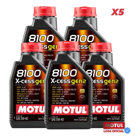 5 Litros Óleo 5w40 Motul 8100 X-cess Gen2 502 00 / 505 00 - Spare Parts and Accessories for Vehicles