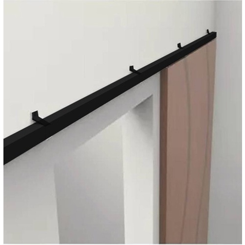 Kit Porta de Correr até 90cm Preto Roldana Concava 4 Rodas