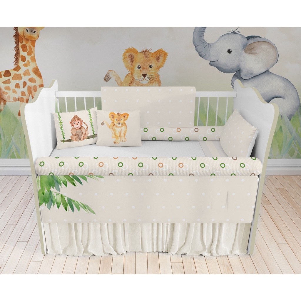 kit berço balão safári para quarto de bebê Enxoval Completo KT79