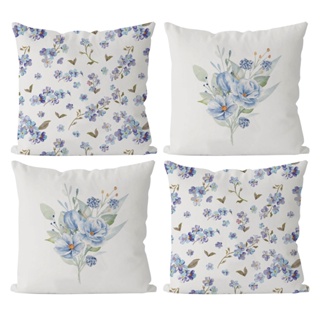 Capas De Almofadas Decorativas Kit Azul Florida 100% Algodão em Oferta na Shopee