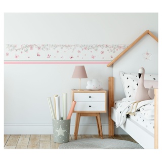 Faixa Decorativa Floral Borboletas Jardim Encantado Menina Rosa Delicada Fx525 em Oferta na Shopee