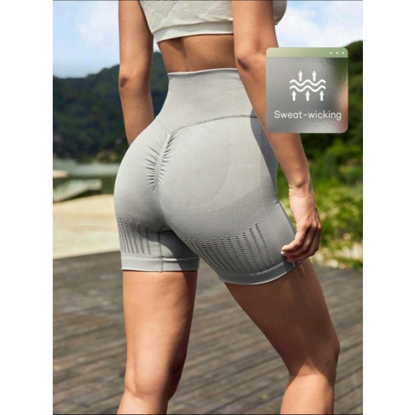 Shorts Importado Cintura Alta Sem Costura Modelagem Empina Bumbum  Esporte Academia Treino Yoga