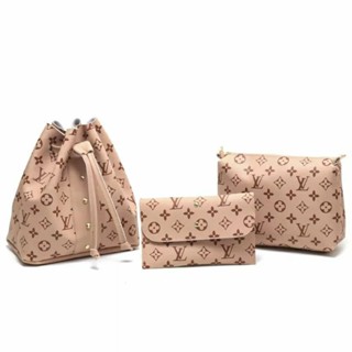 Kit Bolsa Feminina com Nécessaire e Carteira LV Linda Acompanha Alça Transversal