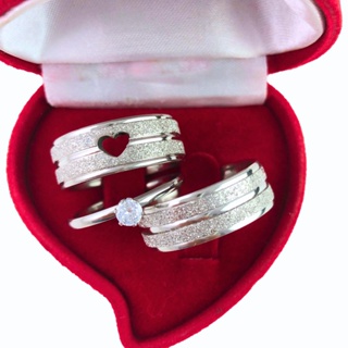 Par Aliança Namoro Compromisso Com Coração Diamantada Com Brilho 8mm em Aço Par de Anel de Compromisso + Anel Solitário em Oferta na Shopee