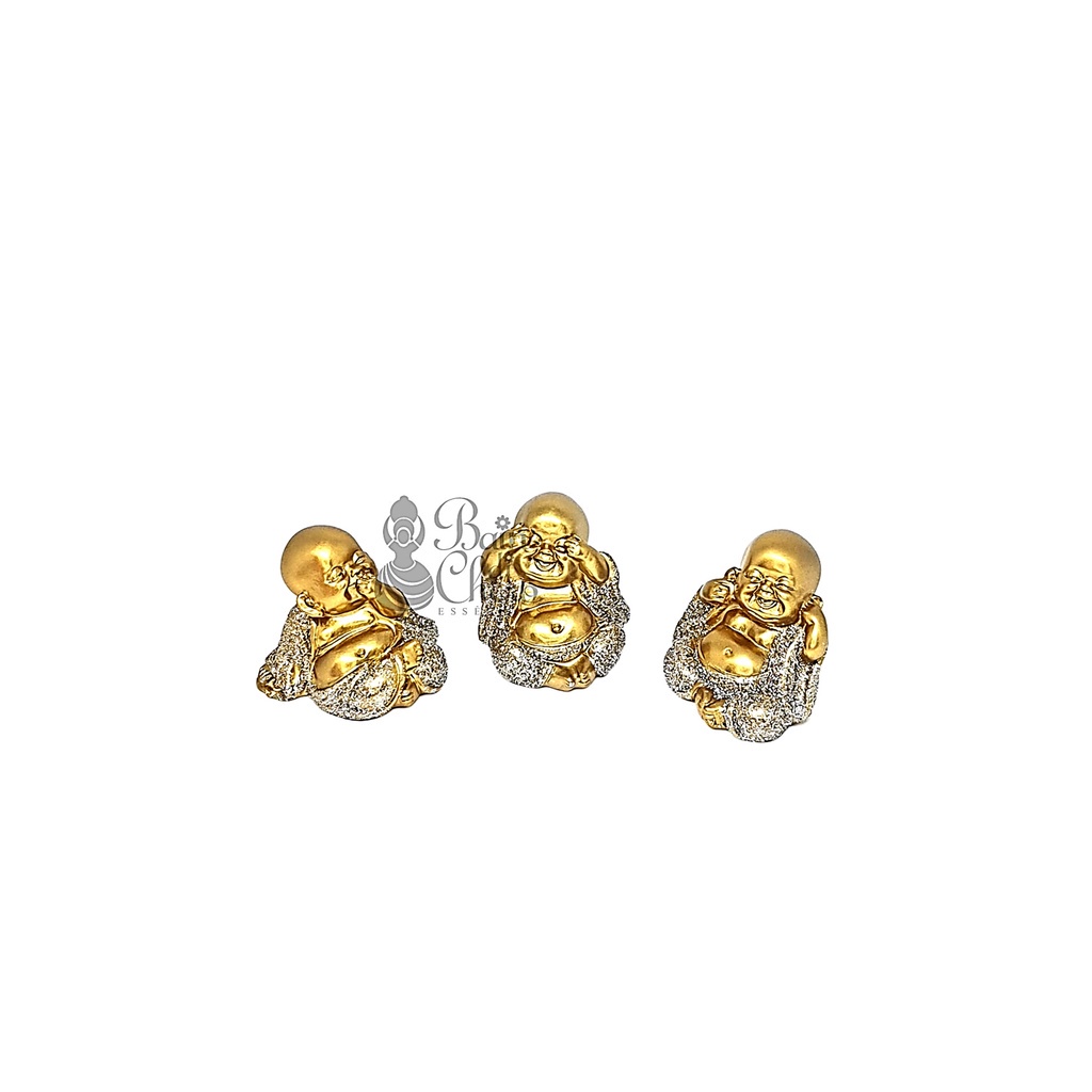 Trio De Buda Bebê Cego Surdo Mudo Baby Buda Estatueta 4cm
