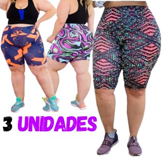 Kit 3 Bermuda feminina Legging Estampada feminino Plus Size