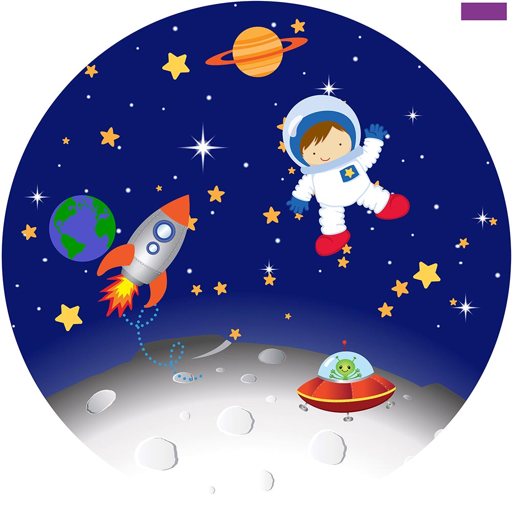 Painel Redondo Tecido Sublimado Astronauta C/elástico 150x150cm em Oferta na Shopee