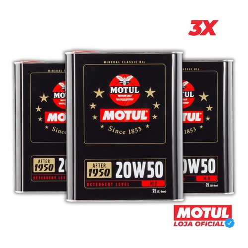 Kit 3x Óleo  Motor De Carro Clássico Motul Classic 20w-50 6l em Oferta na Shopee