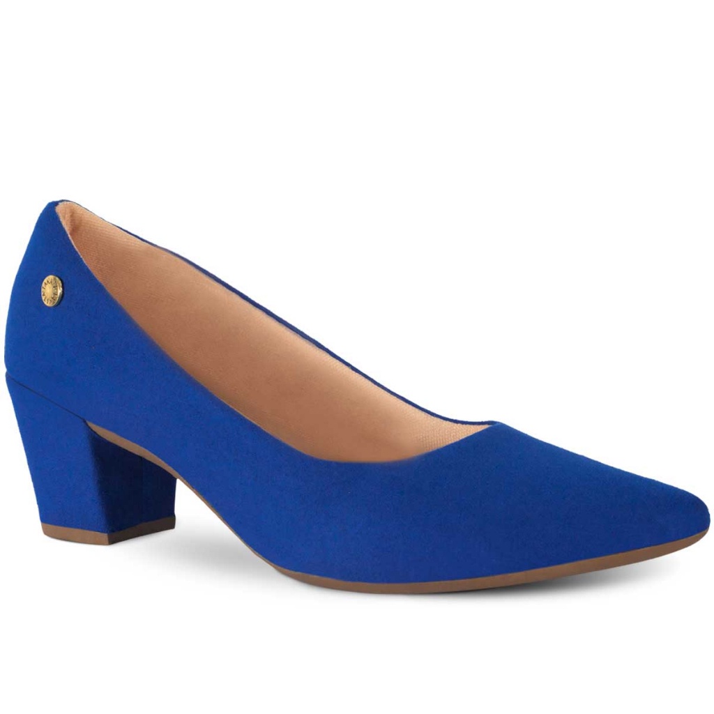 Scarpin Salto Baixo Sapato Feminino Camurça Salto Médio Baixo Confortável Bico Fino