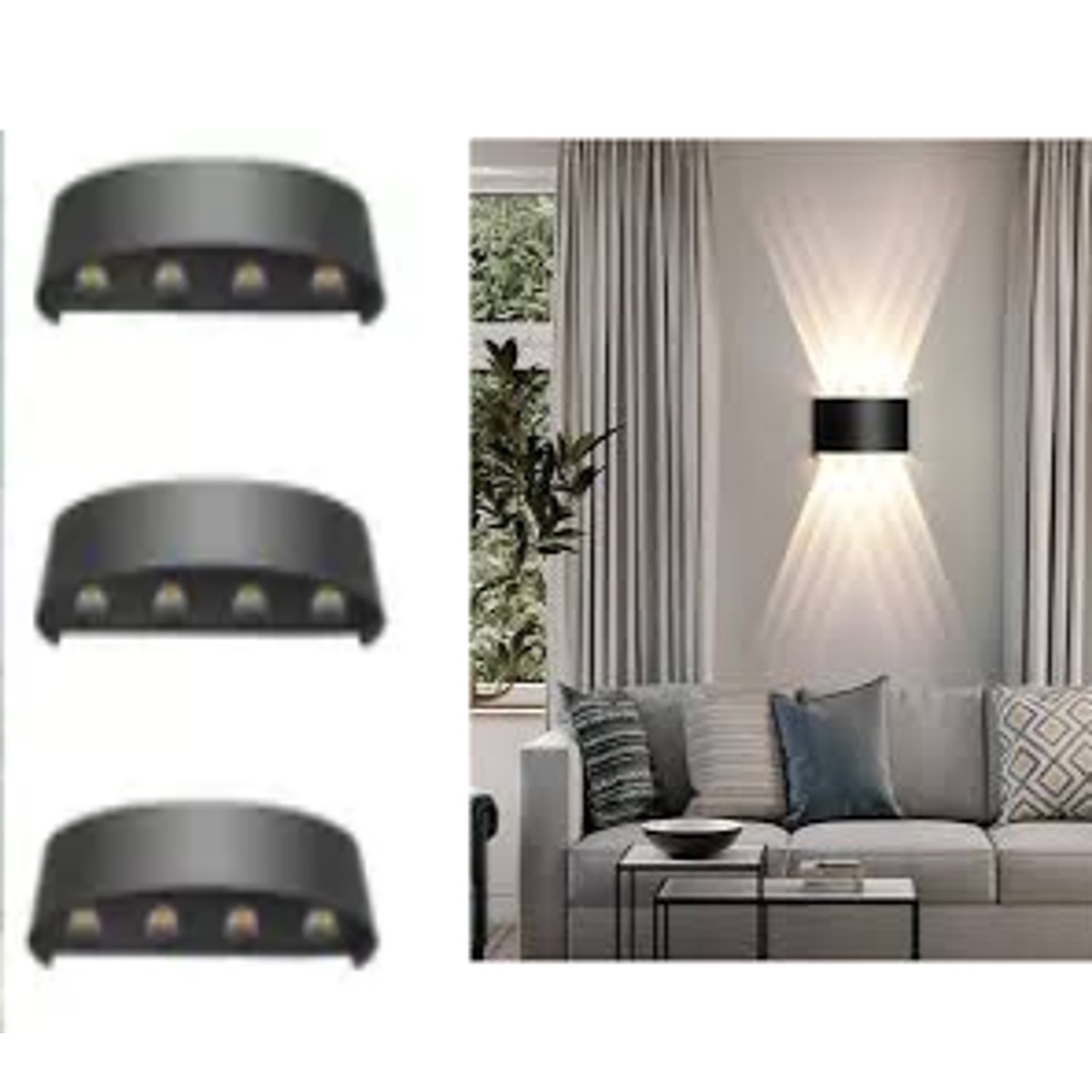 3 Luminárias Arandela Cor Preta Meia Lua Sobrepor Led 8W