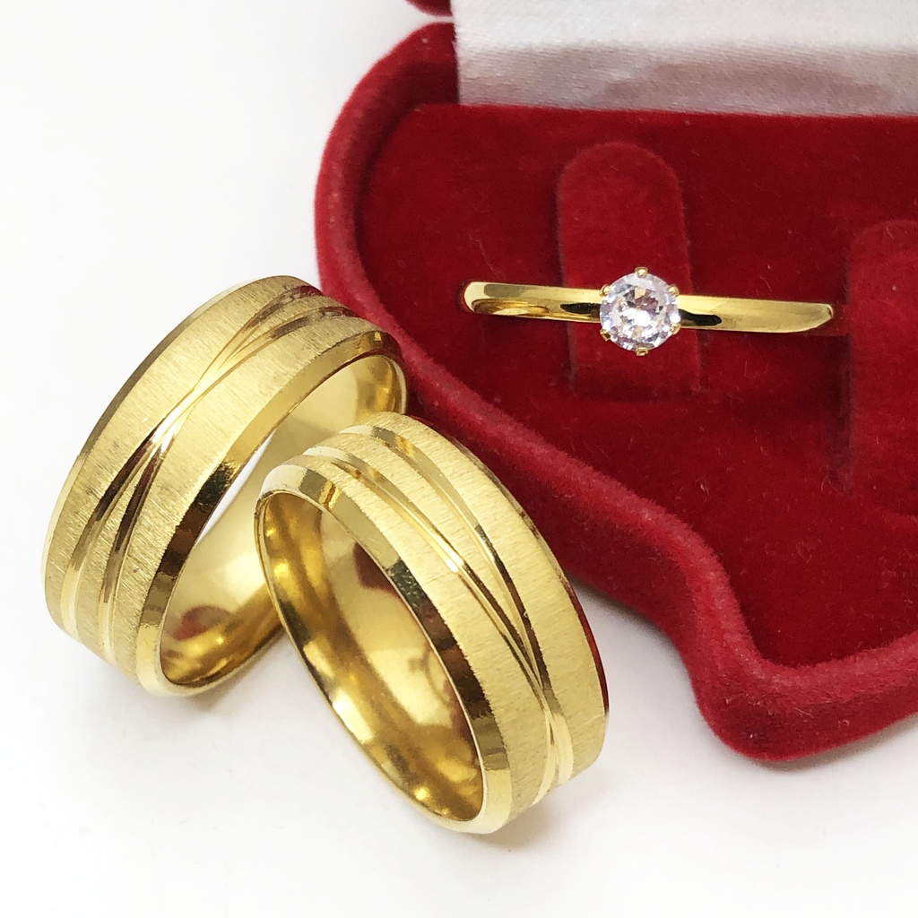 Par Alianças Casamento Noivado 8mm Infinito Aço Escovado + Anel Solitário Aparador