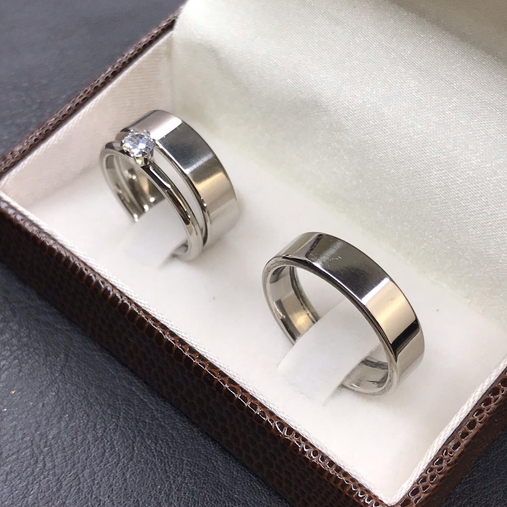 Aliança de Namoro Prata Grossa Quadrada 6mm Lisa Polida Tradicional Clássica em Aço Inoxidável com Anel Solitário Anel Namoro Prata em Oferta na Shopee